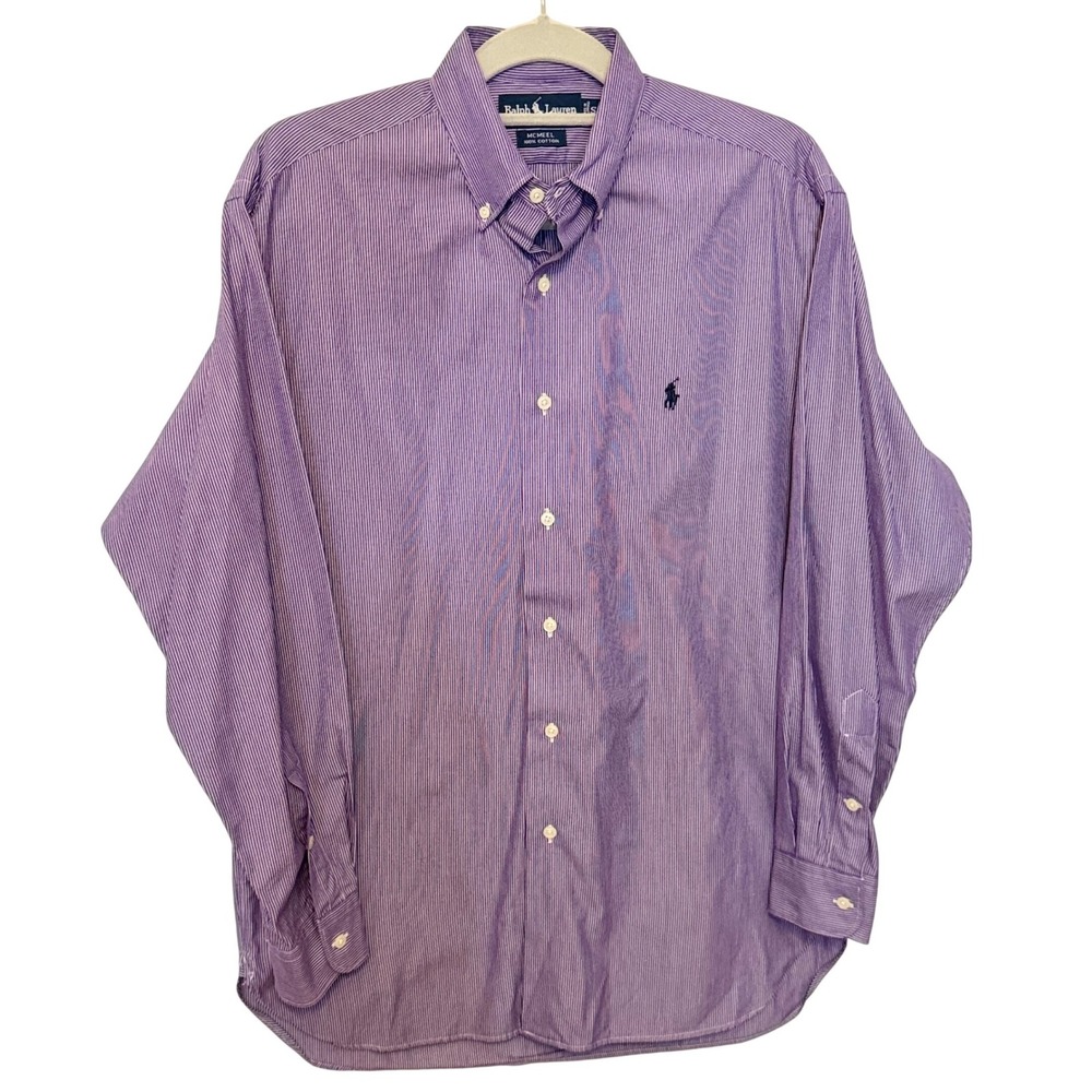 VTG Ralph Lauren McMeel Mens S Purple Pinstripe 100% Cotton Shirt